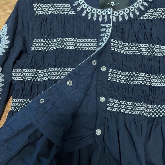 7 for All Mankind Blue and White Embroidery Shirt/Jacket - Picture 3 of 3